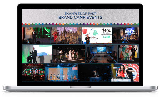 Brand Camp website displayed on laptop